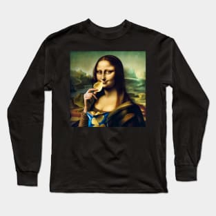 Mona Lisa Potato Chip Delight: National Potato Chip Day Long Sleeve T-Shirt